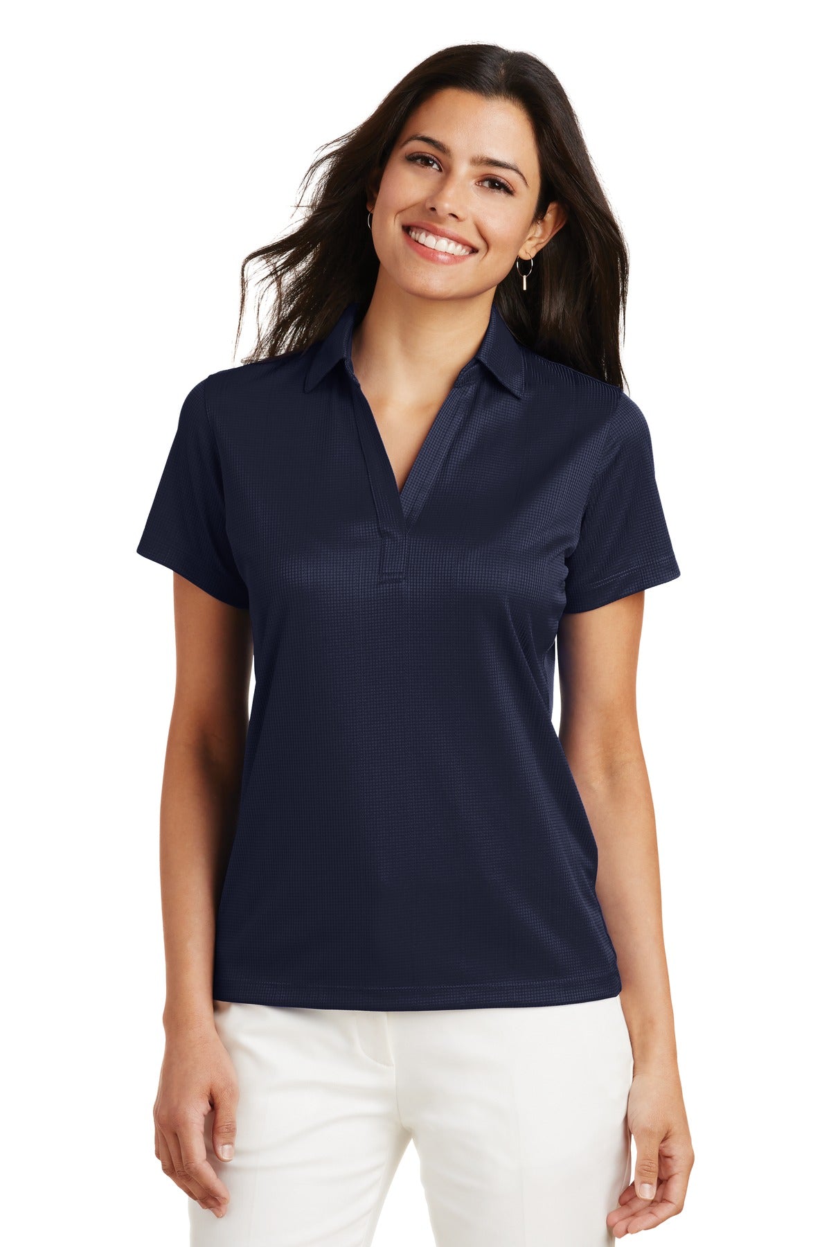 Port Authority Women's Performance Fine Jacquard Polo. L528 True Navy