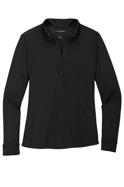 Port Authority  Women's Silk Touch   Performance Long Sleeve Polo. L540LS Black