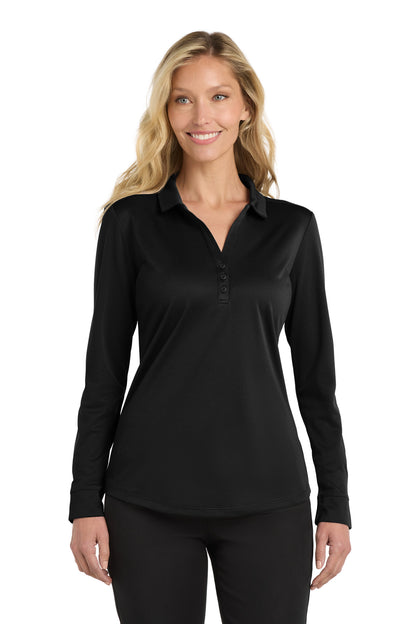 Port Authority  Women's Silk Touch   Performance Long Sleeve Polo. L540LS Black