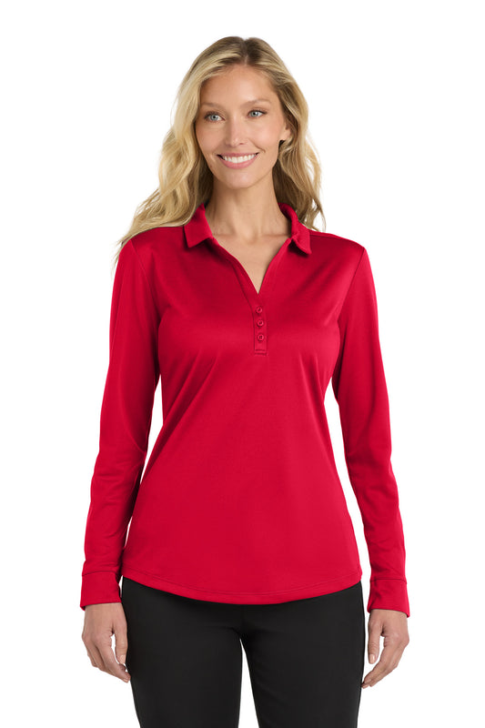 Port Authority  Women's Silk Touch   Performance Long Sleeve Polo. L540LS Red