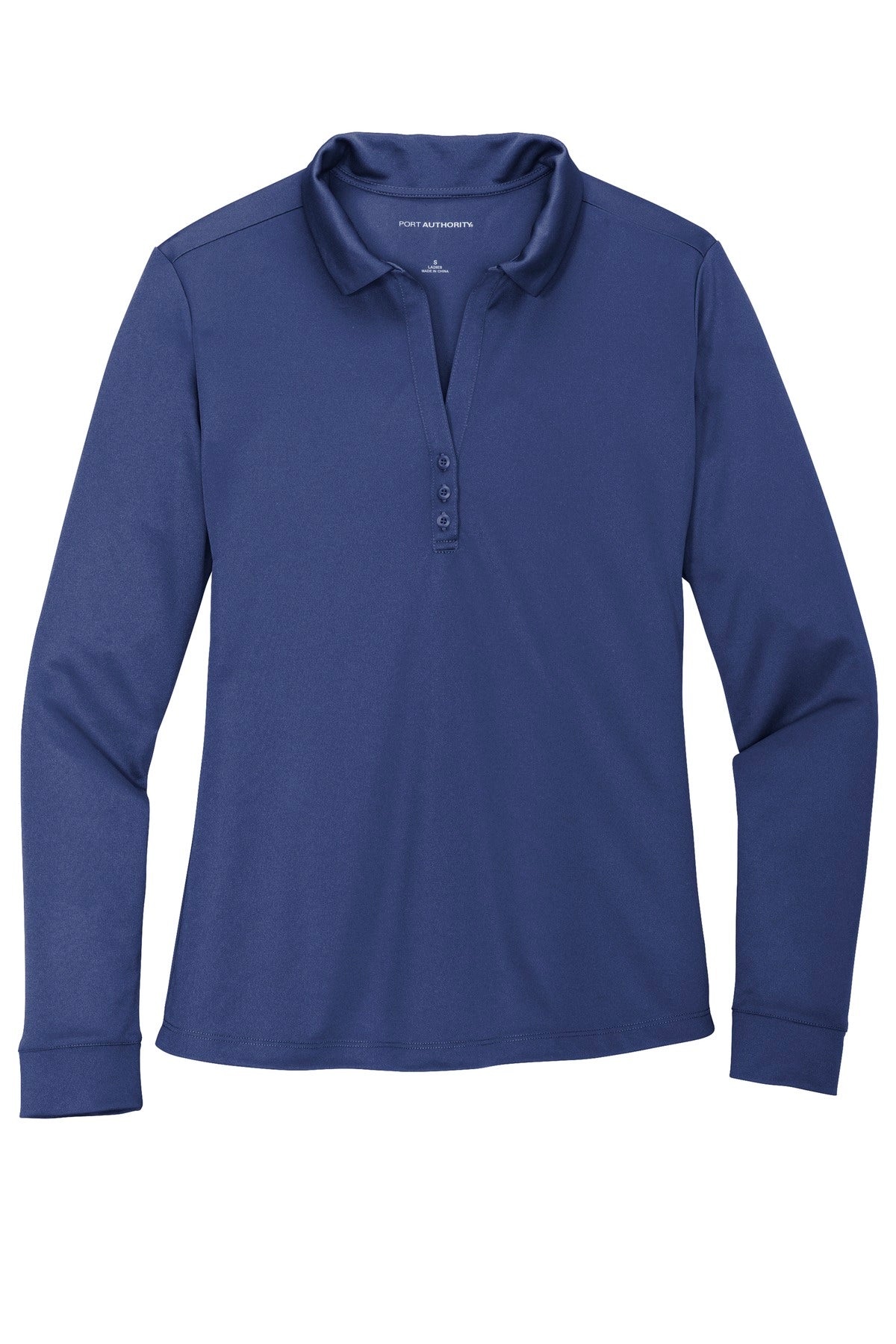 Port Authority  Women's Silk Touch   Performance Long Sleeve Polo. L540LS Royal