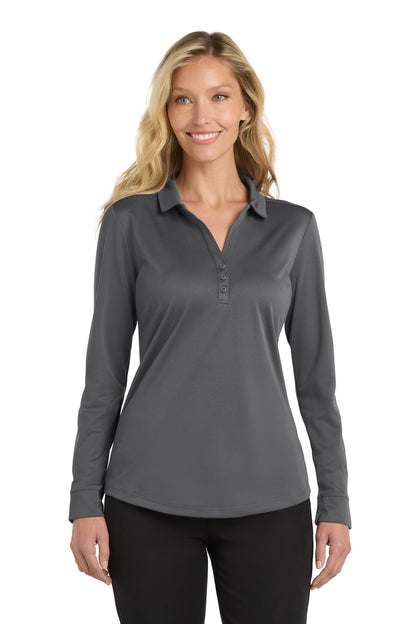 Port Authority  Women's Silk Touch   Performance Long Sleeve Polo. L540LS Steel Grey