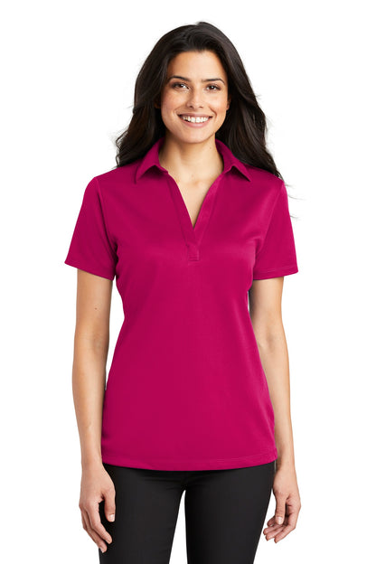Port Authority Women's Silk Touch Performance Polo. L540 Pink Raspberry