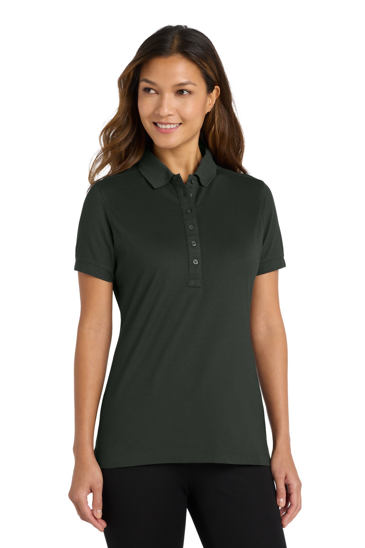 Port Authority Women's Stretch Pique Polo. L555 Grey Smoke