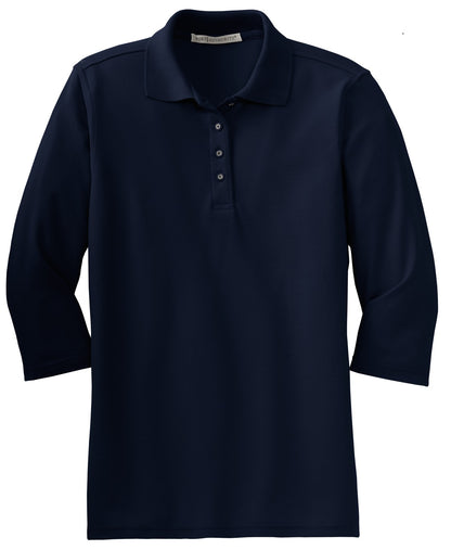 Port Authority Women's Silk Touch 3/4-Sleeve Polo. L562 Navy