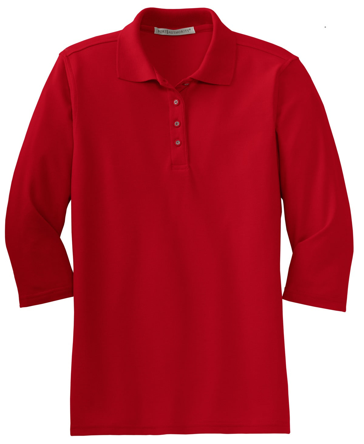 Port Authority Women's Silk Touch 3/4-Sleeve Polo. L562 Red