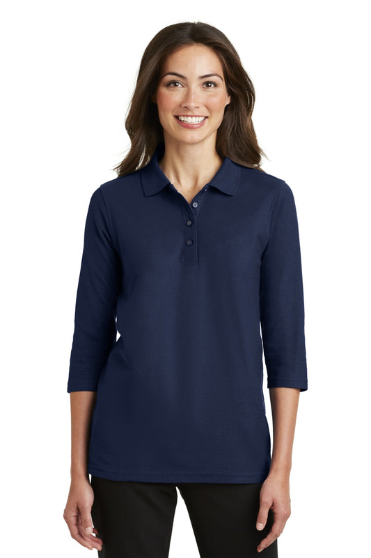 Port Authority Women's Silk Touch 3/4-Sleeve Polo. L562 Navy