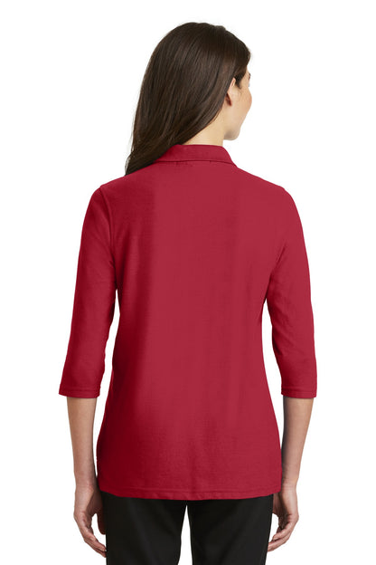 Port Authority Women's Silk Touch 3/4-Sleeve Polo. L562 Red