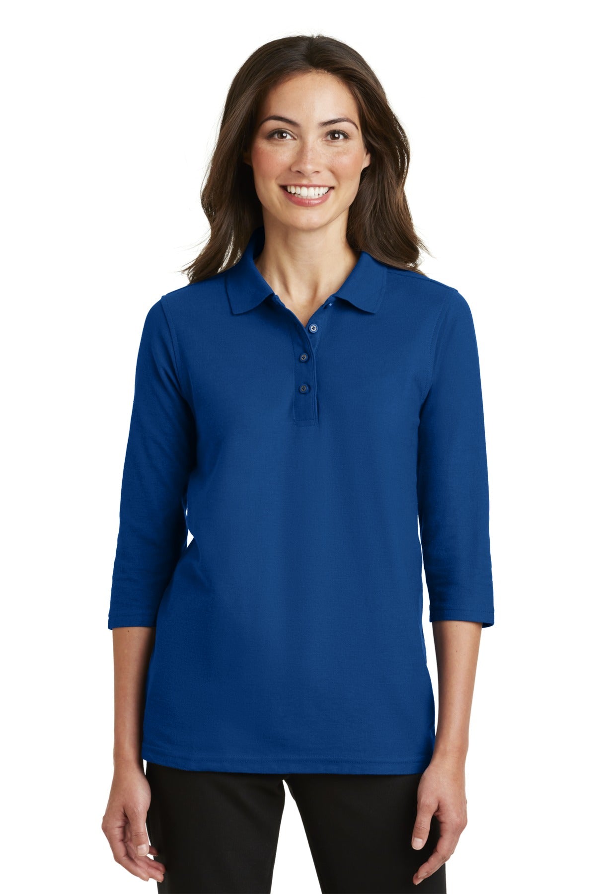 Port Authority Women's Silk Touch 3/4-Sleeve Polo. L562 Royal