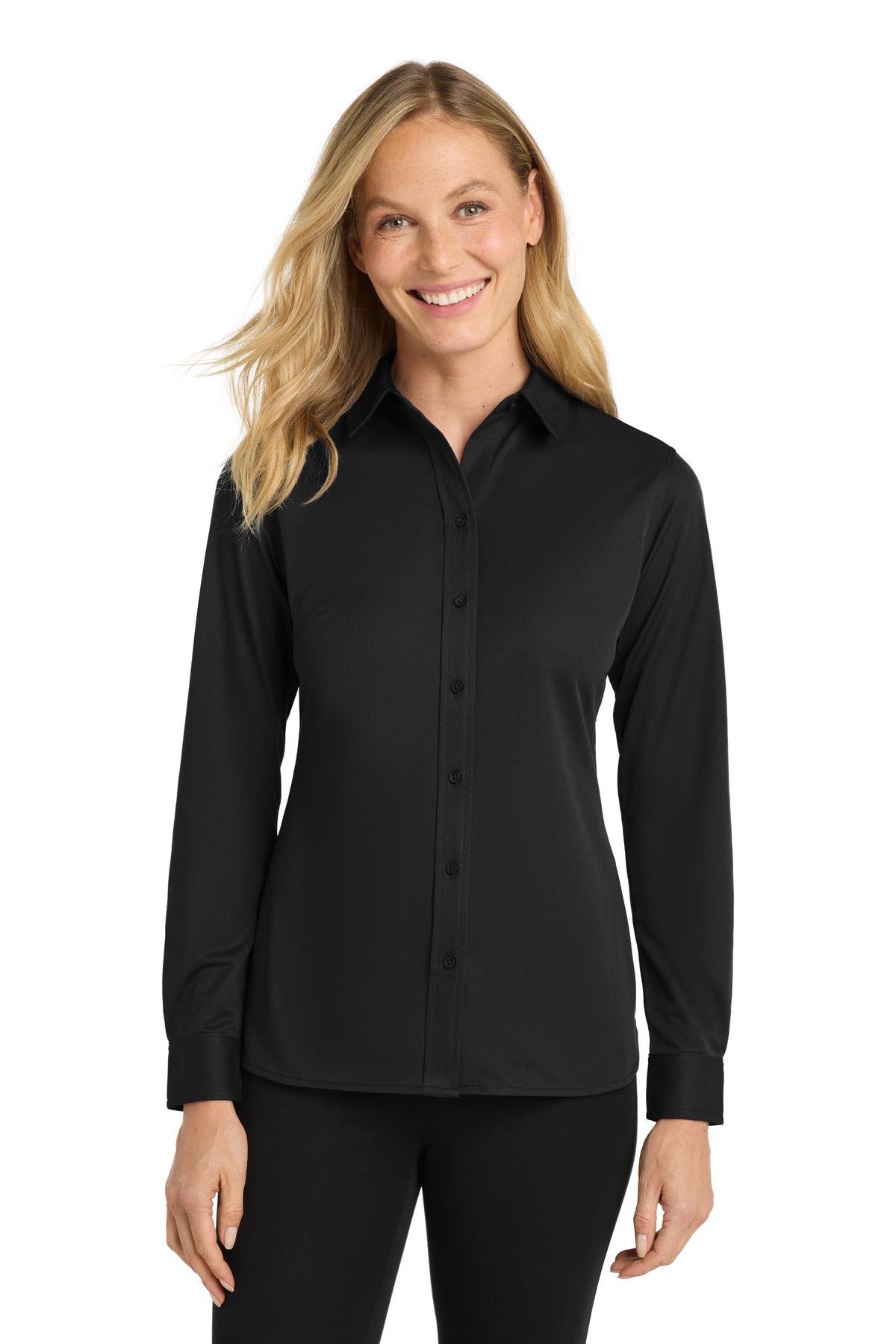 Port Authority Women's Dimension Knit Dress Shirt L570 Black