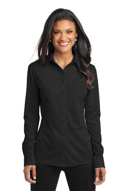 Port Authority Women's Dimension Knit Dress Shirt. L570 Black