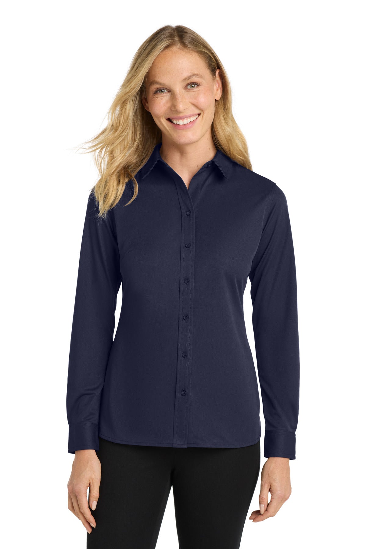 Port Authority Women's Dimension Knit Dress Shirt L570 Dark Navy