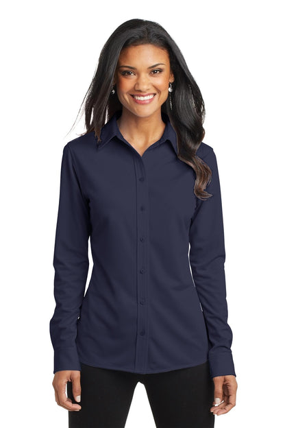 Port Authority Women's Dimension Knit Dress Shirt. L570 Dark Navy