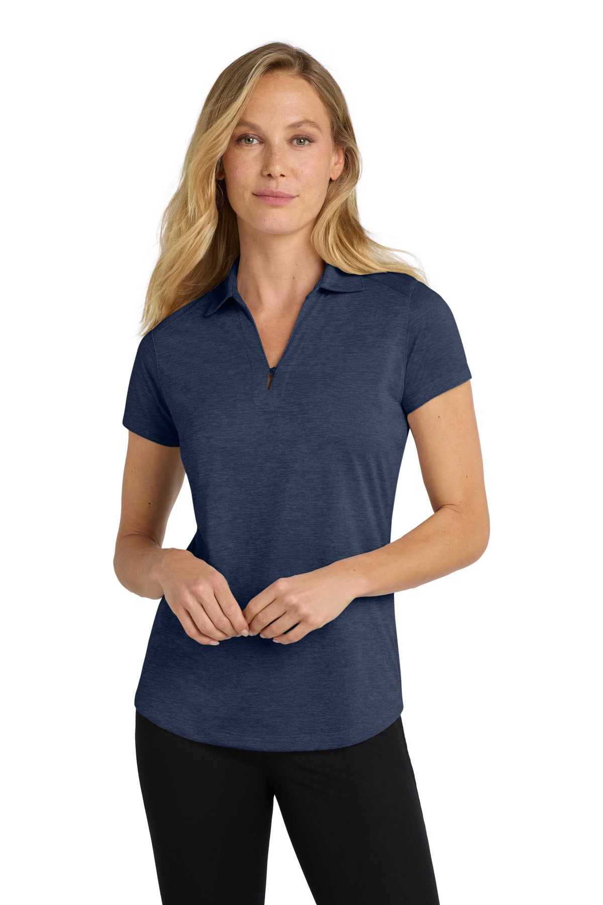 Port Authority Women's Digi Heather Performance Polo. L574 Dress Blue Navy