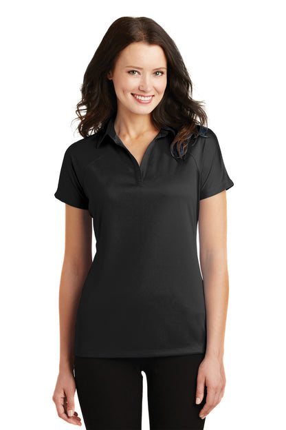 Port Authority Women's Crossover Raglan Polo. L575 Black