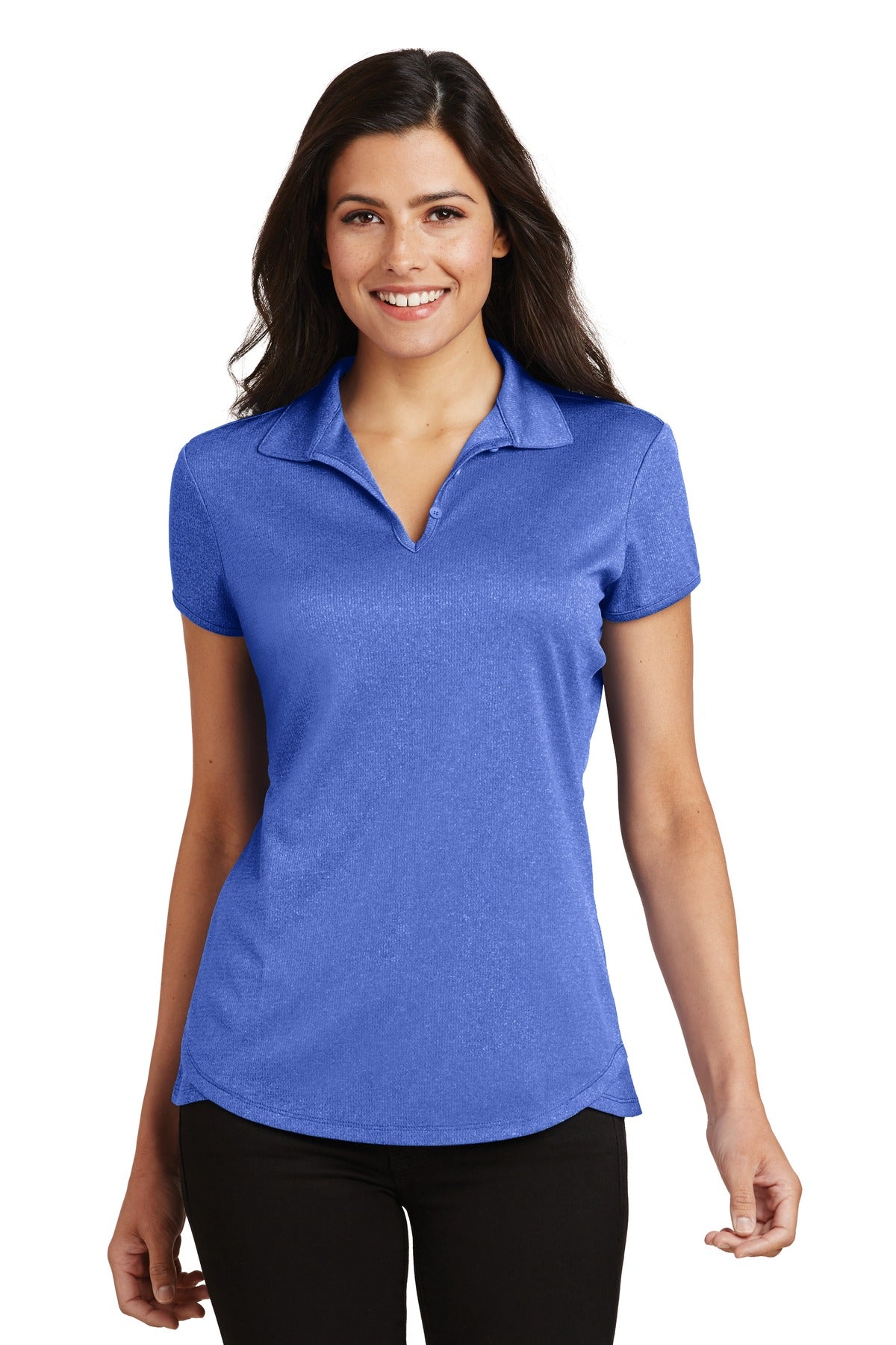 Port Authority Women's Trace Heather Polo. L576 True Royal Heather