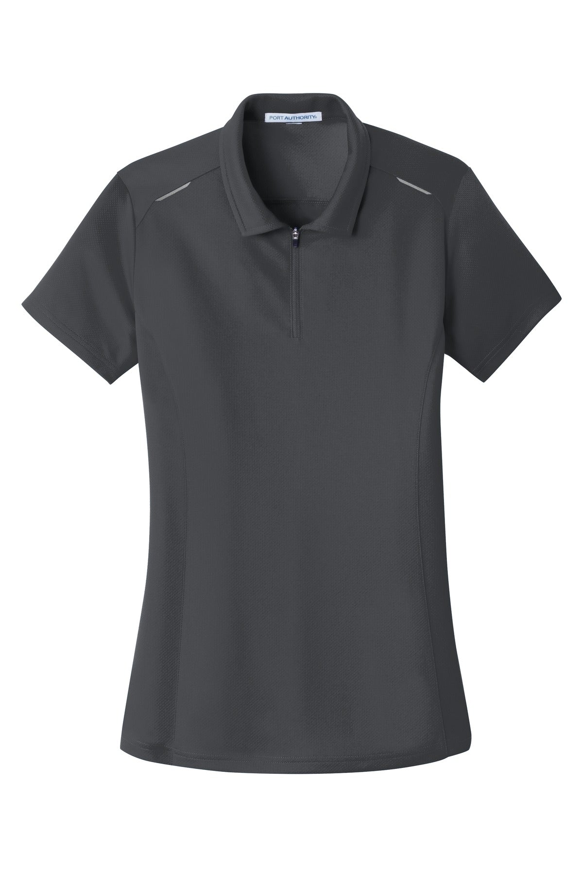 Port Authority Women's Pinpoint Mesh Zip Polo. L580 Battleship Grey