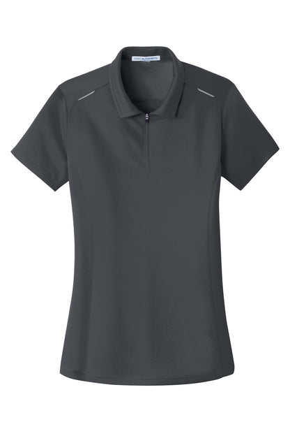 Port Authority Women's Pinpoint Mesh Zip Polo. L580 Battleship Grey