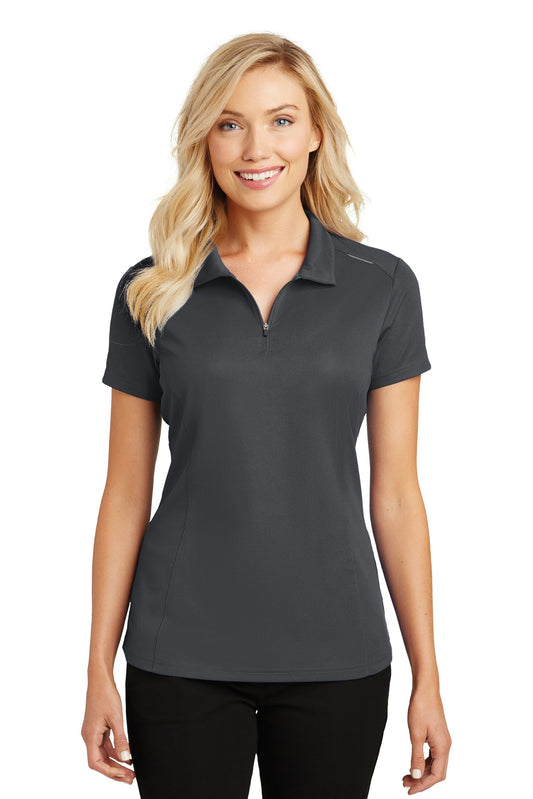 Port Authority Women's Pinpoint Mesh Zip Polo. L580 Battleship Grey