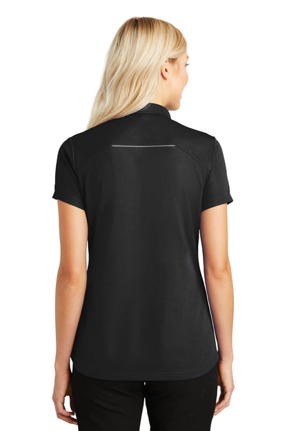 Port Authority Women's Pinpoint Mesh Zip Polo. L580 Black
