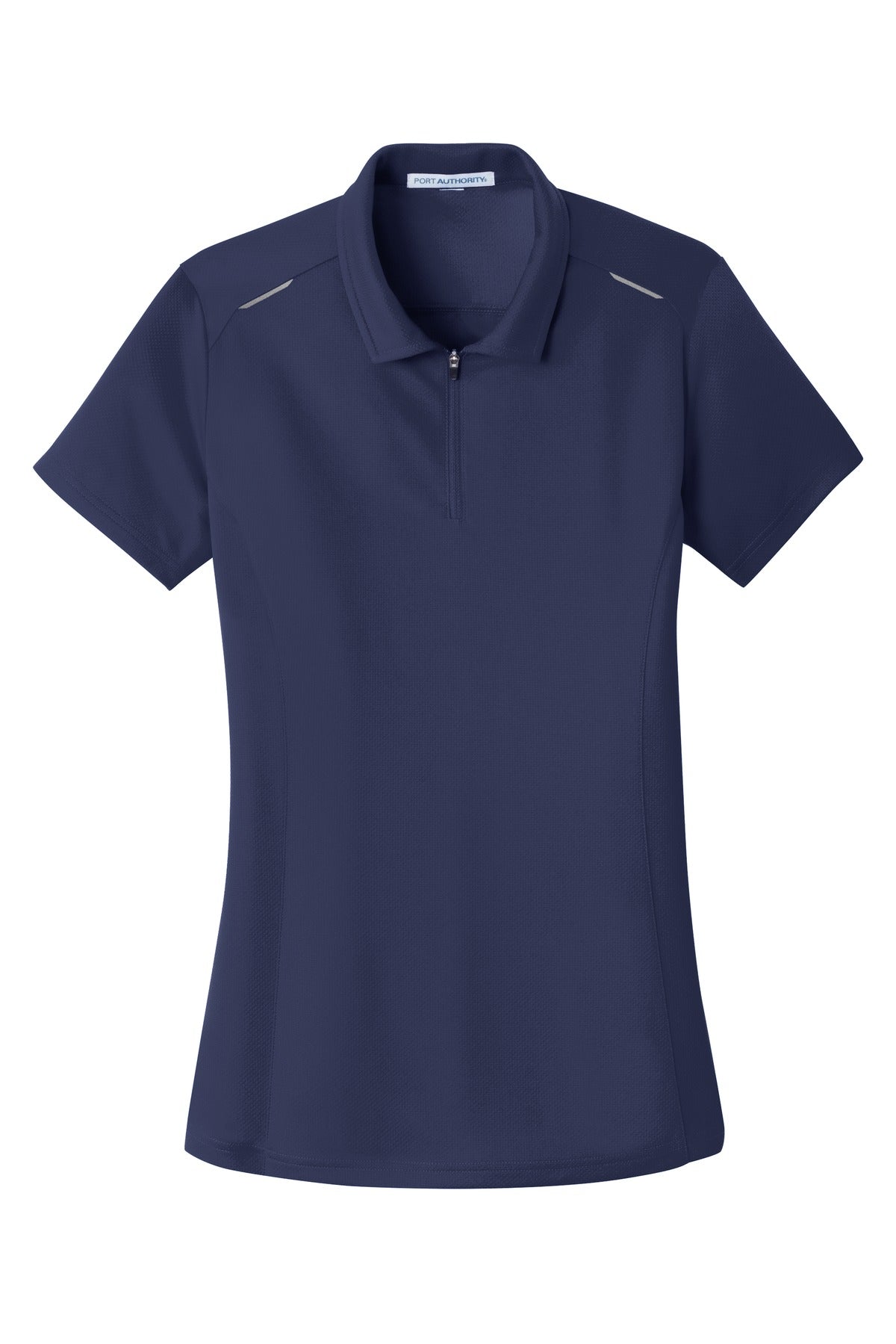 Port Authority Women's Pinpoint Mesh Zip Polo. L580 True Navy