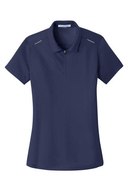 Port Authority Women's Pinpoint Mesh Zip Polo. L580 True Navy