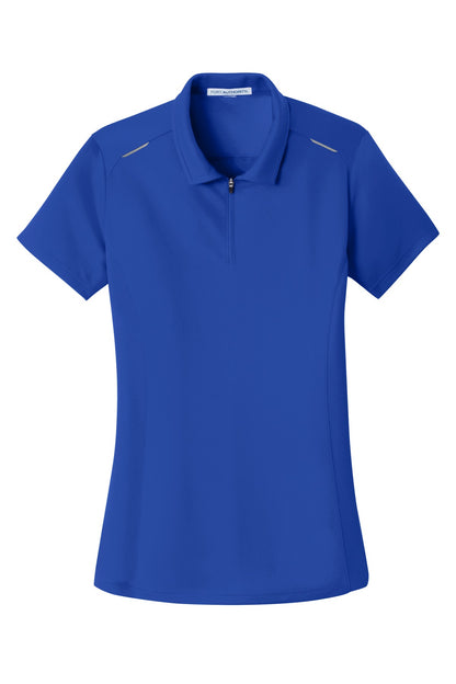 Port Authority Women's Pinpoint Mesh Zip Polo. L580 True Royal