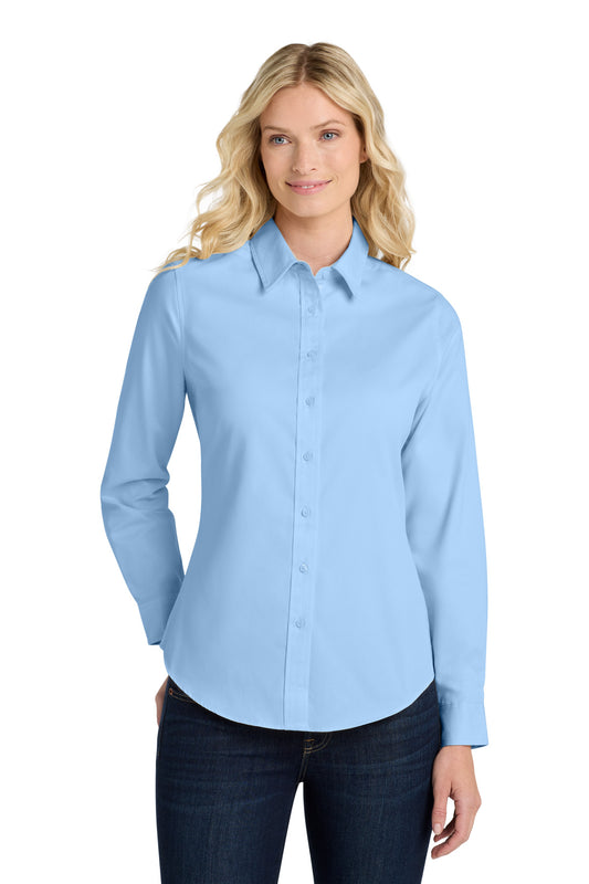 Port Authority Women's Long Sleeve Easy Care Shirt L608 Light Blue/ Light Stone