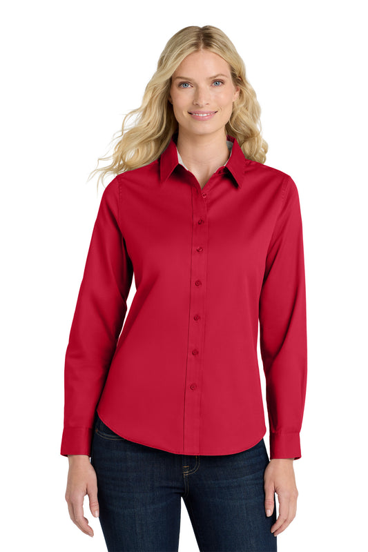 Port Authority Women's Long Sleeve Easy Care Shirt L608 Red/ Light Stone