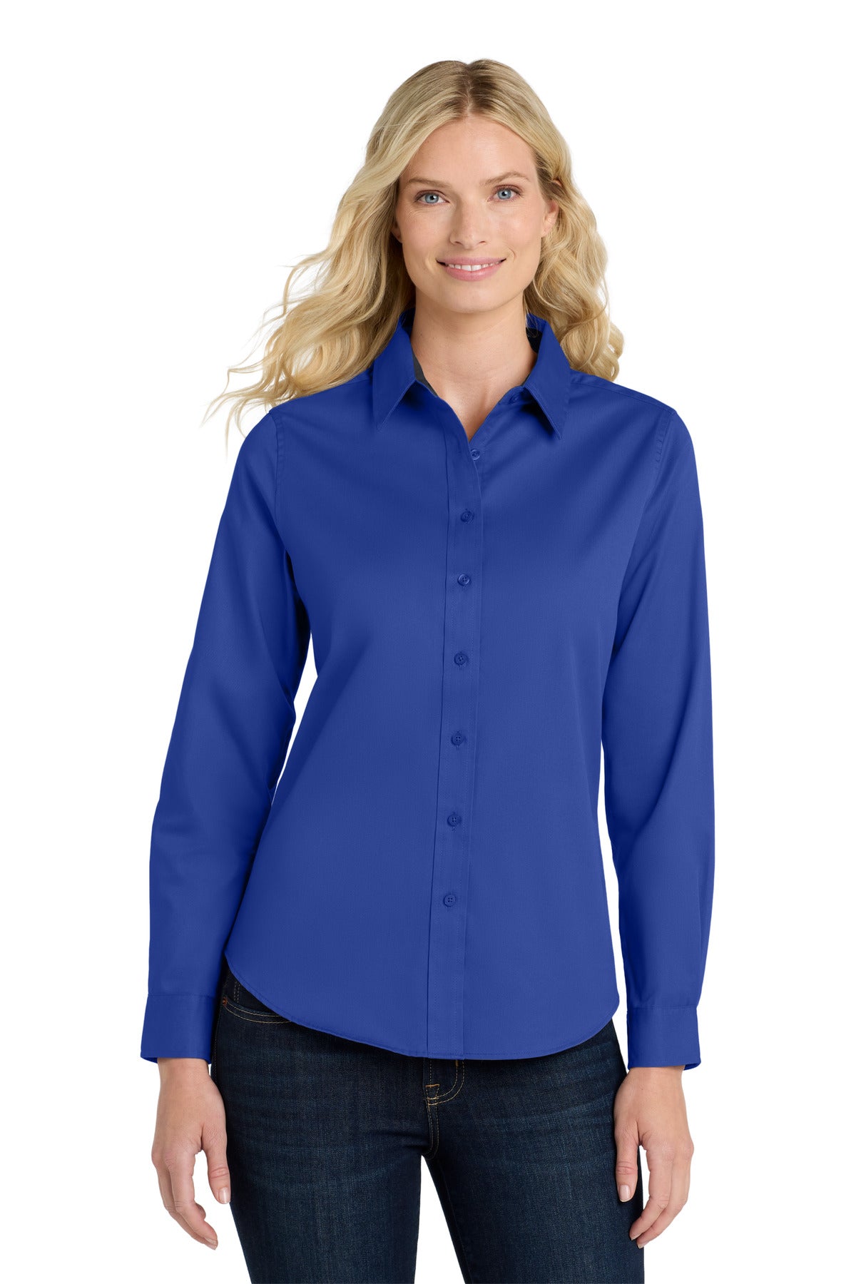 Port Authority Women's Long Sleeve Easy Care Shirt L608 Royal/ Classic Navy