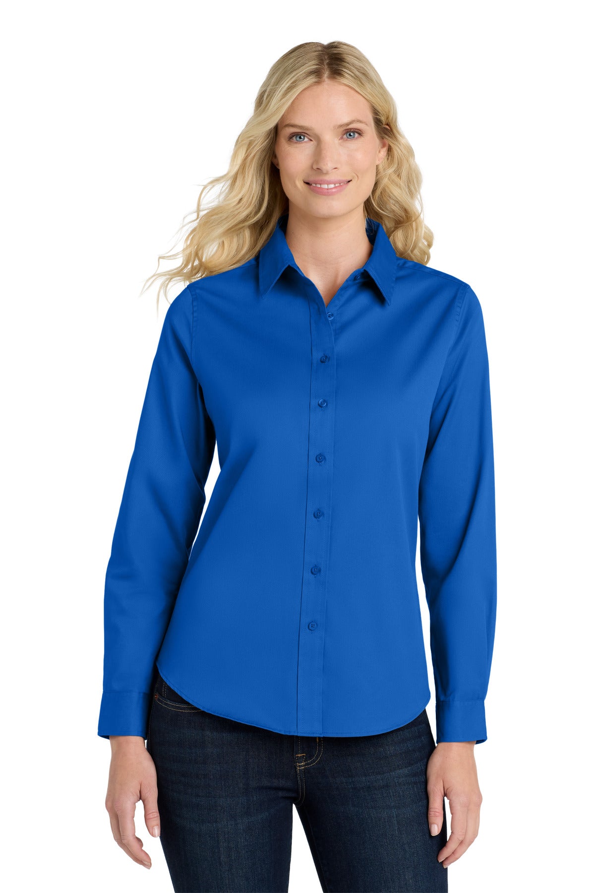 Port Authority Women's Long Sleeve Easy Care Shirt L608 Strong Blue