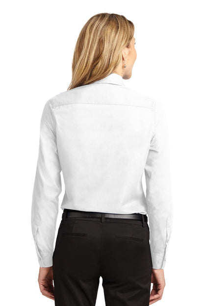 Port Authority Women's Long Sleeve Easy Care Shirt.  L608 White/ Light Stone