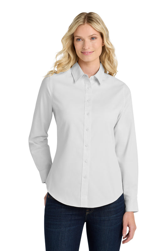 Port Authority Women's Long Sleeve Easy Care Shirt L608 White/ Light Stone