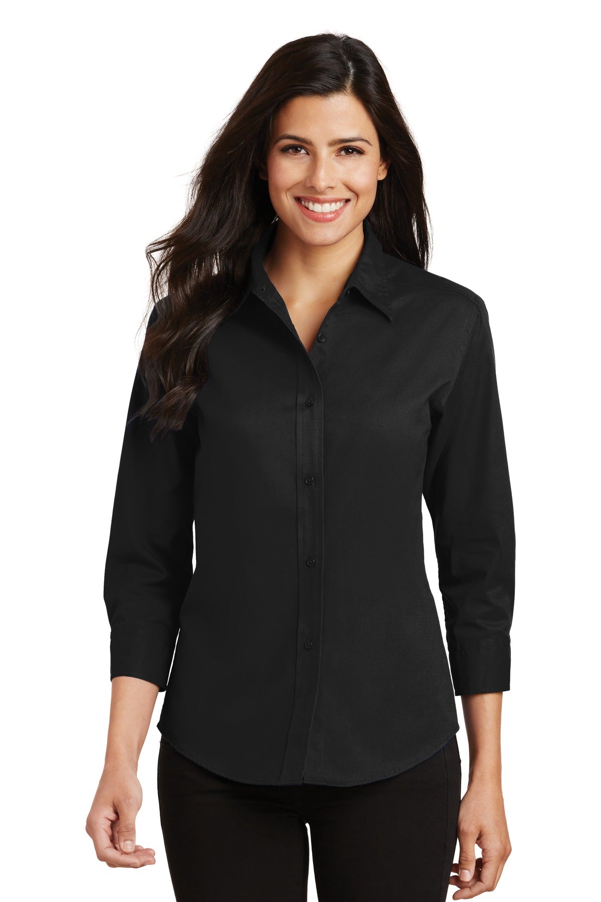 Port Authority Women's 3/4-Sleeve Easy Care Shirt. L612 Black
