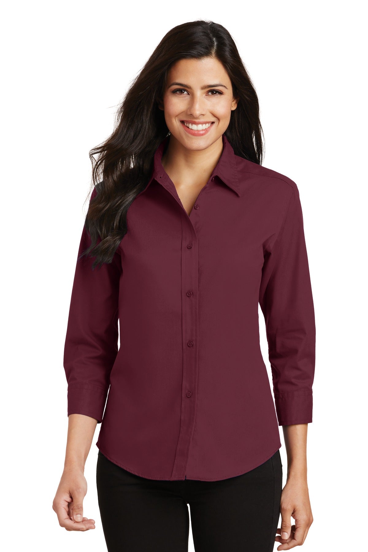 Port Authority Women's 3/4-Sleeve Easy Care Shirt. L612 Burgundy