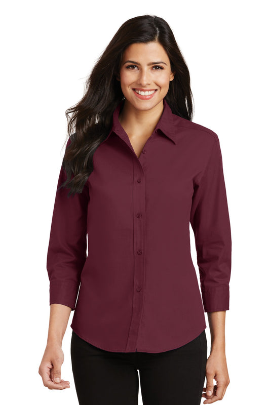 Port Authority Women's 3/4-Sleeve Easy Care Shirt. L612 Burgundy
