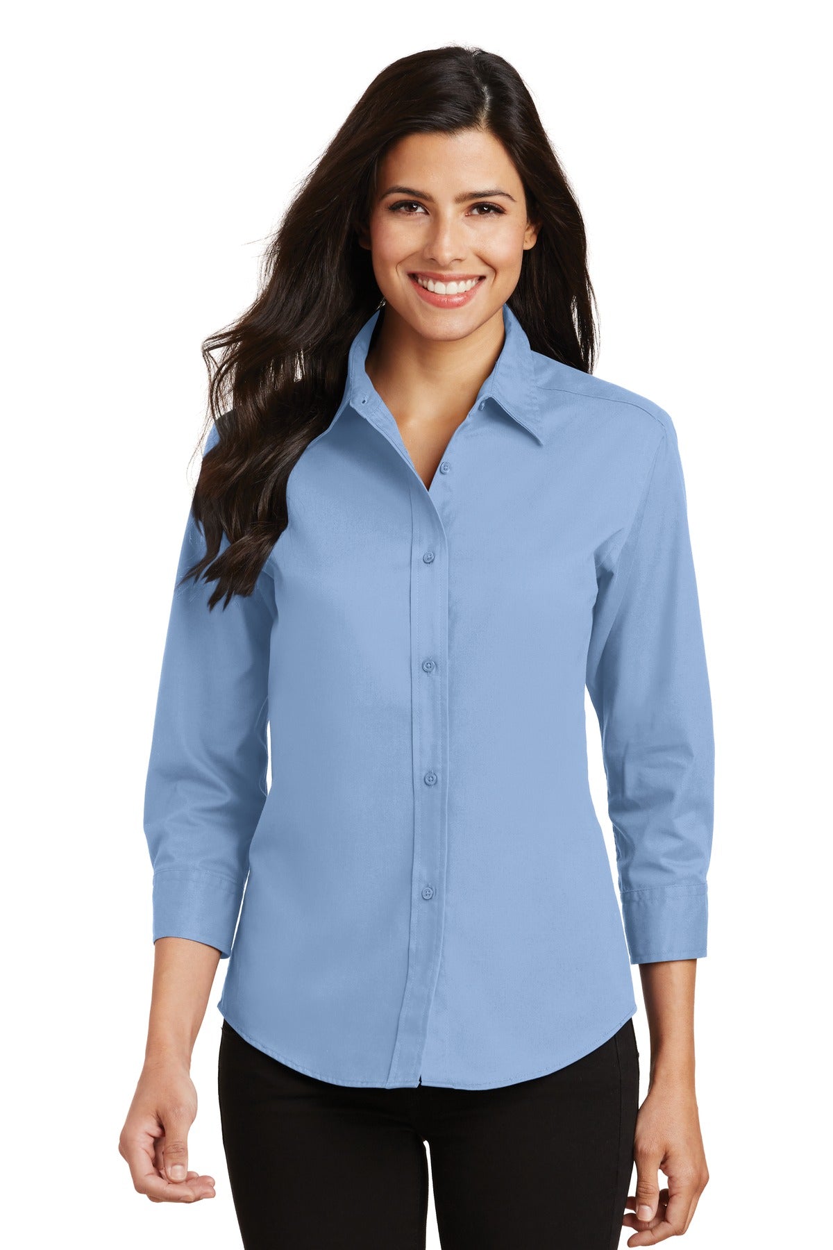 Port Authority Women's 3/4-Sleeve Easy Care Shirt. L612 Light Blue