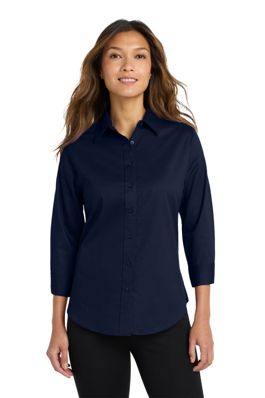Port Authority Women's 3/4-Sleeve Easy Care Shirt L612 Navy