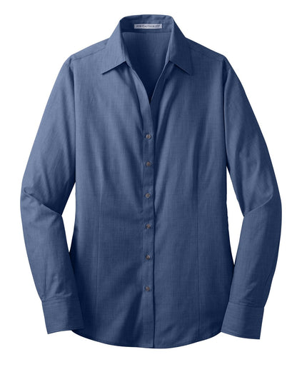 Port Authority Women's Crosshatch Easy Care Shirt. L640 Deep Blue