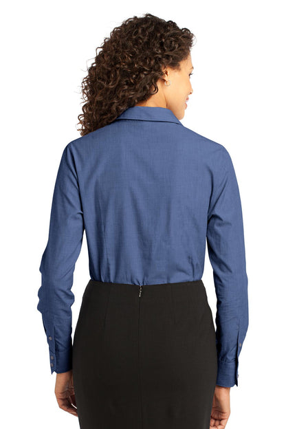 Port Authority Women's Crosshatch Easy Care Shirt. L640 Deep Blue