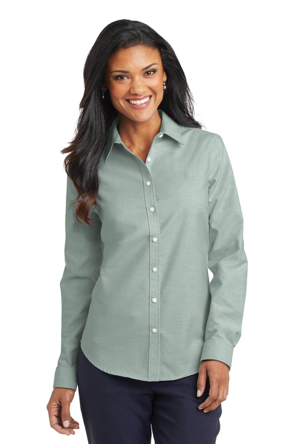 Port Authority Women's SuperPro Oxford Shirt. L658 Green