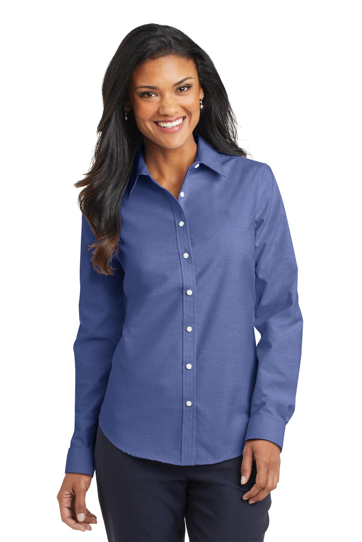 Port Authority Women's SuperPro Oxford Shirt. L658 Navy