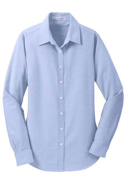 Port Authority Women's SuperPro Oxford Shirt. L658 Oxford Blue