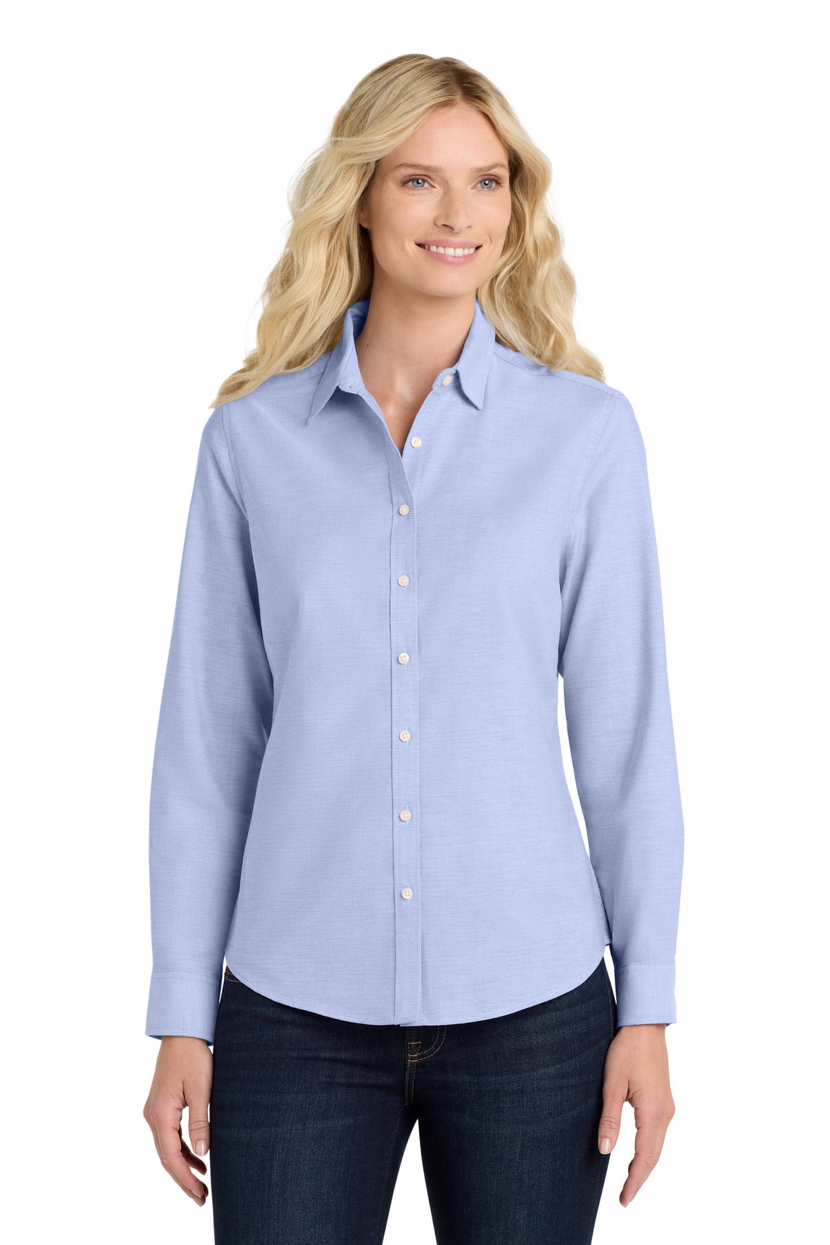 Port Authority Women's SuperPro Oxford Shirt L658 Oxford Blue