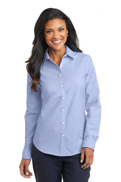 Port Authority Women's SuperPro Oxford Shirt. L658 Oxford Blue