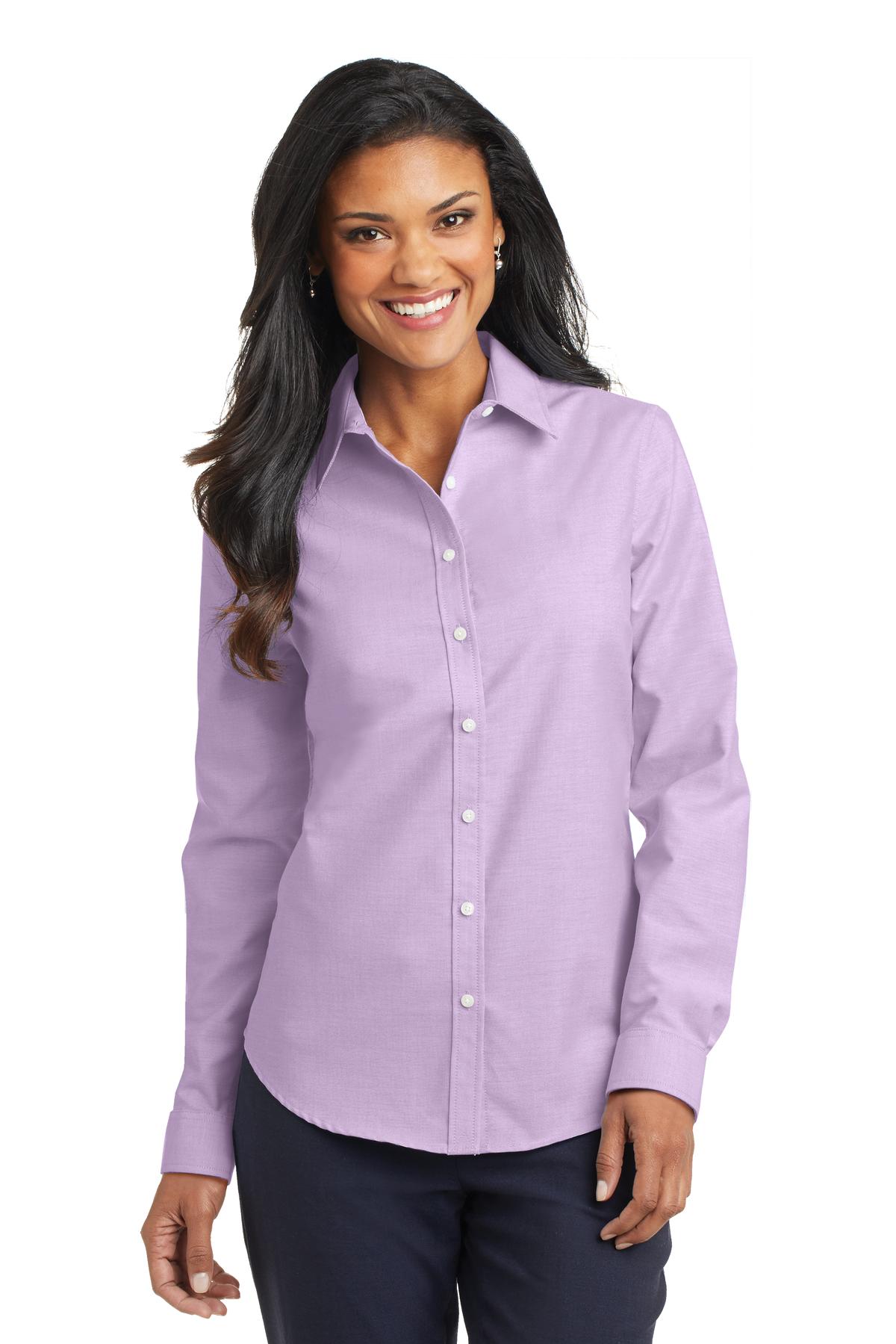 Port Authority Women's SuperPro Oxford Shirt. L658 Soft Purple