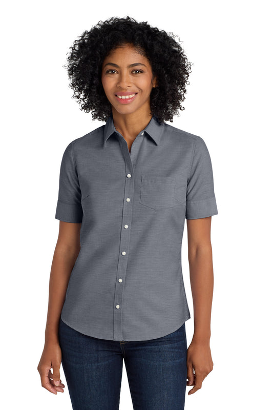 Port Authority Women's Short Sleeve SuperPro Oxford Shirt L659 Black
