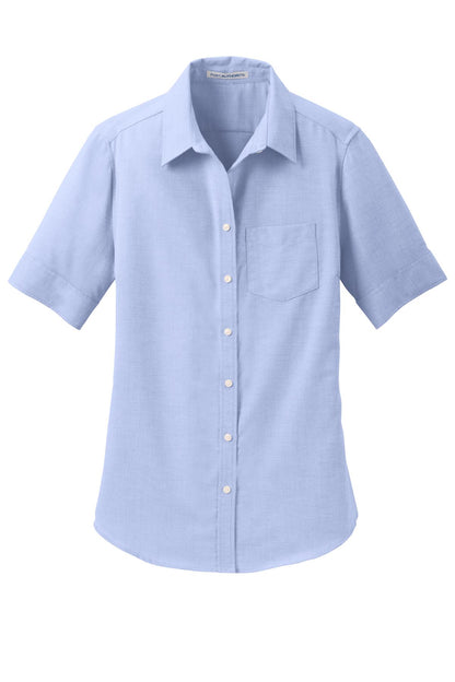 Port Authority Women's Short Sleeve SuperPro Oxford Shirt. L659 Oxford Blue