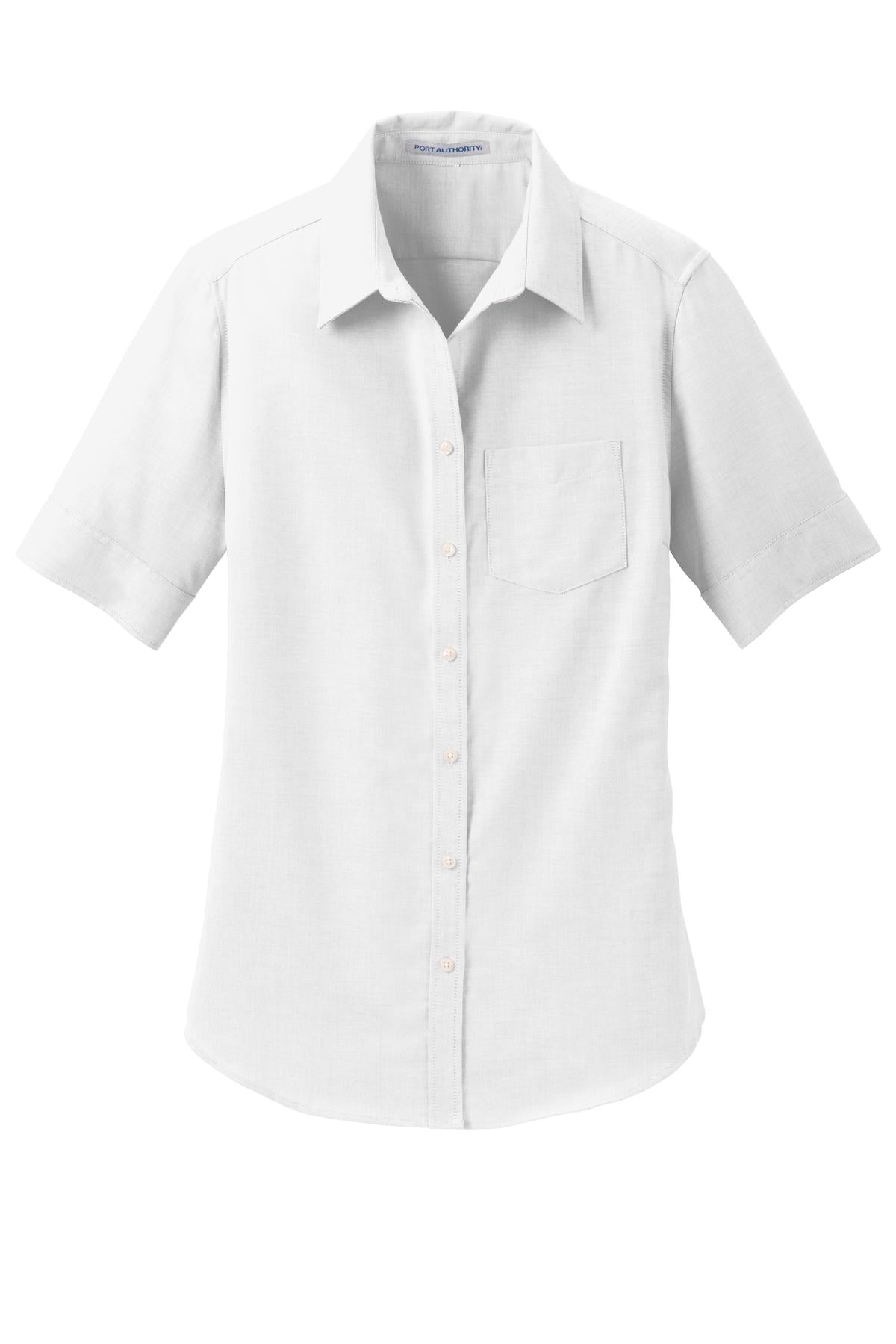 Port Authority Women's Short Sleeve SuperPro Oxford Shirt. L659 White