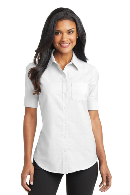 Port Authority Women's Short Sleeve SuperPro Oxford Shirt. L659 White